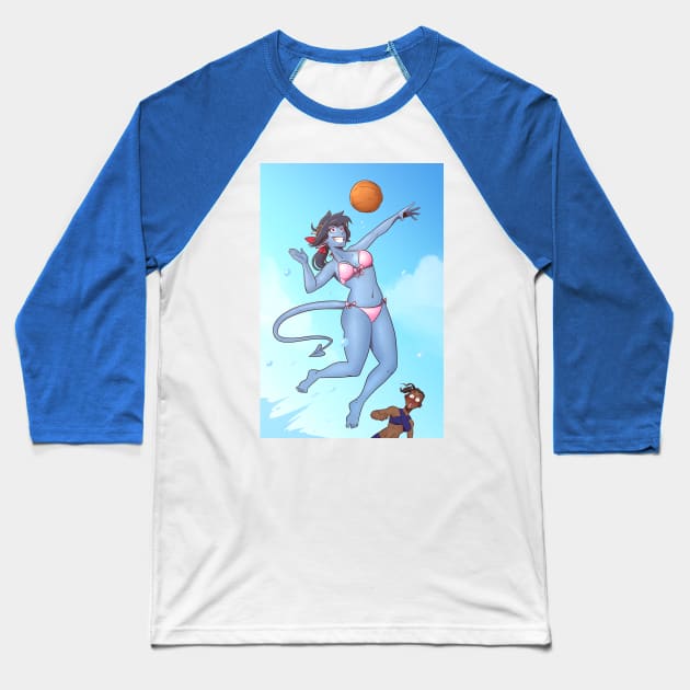 Blue Tiefling Volleyball Baseball T-Shirt by Viktormon